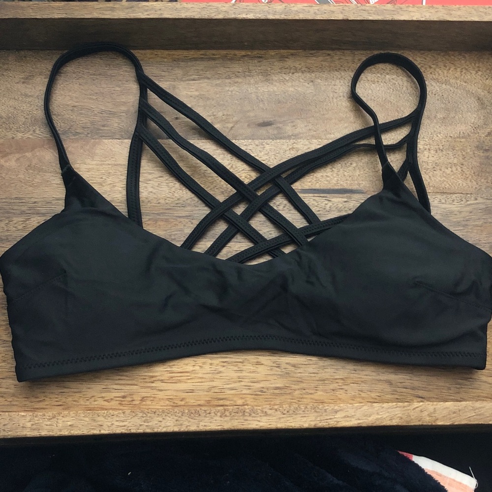 Aerie Black Strappy Bikini Top